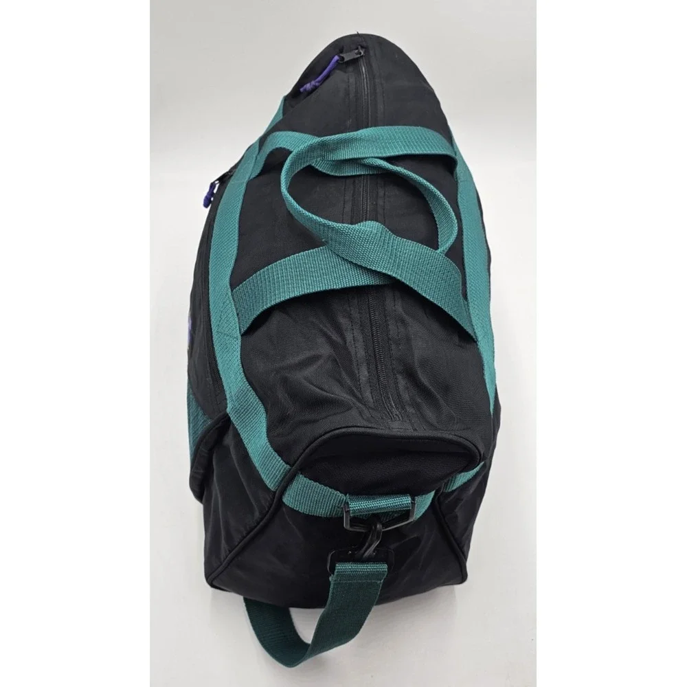 Vintage Dunlop Sport Duffle Gym Athletic Bag Black Green Purple Shoulder Strap